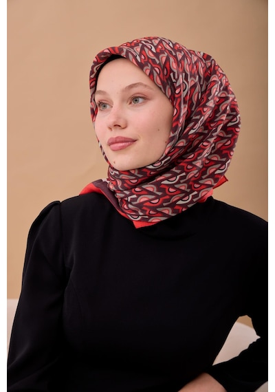 Silk Home Aura Eşarp 140006-05 Kırmızı, Acı Kahve, Vizon, Bordo