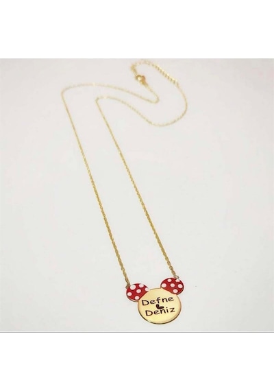 Vog Kırmızı Kulaklı Mickey 925 Ayar Gümüş Sevgiliye,arkadaşa Hediye Kolye