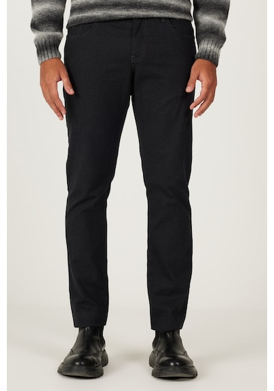 AC&Co / Altınyıldız Classics Erkek Antrasıt Slim Fit Dar Kesim 5 Cepli Desenli Esnek Pantolon Antrasit
