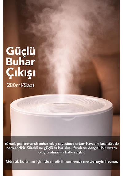 2,5 Lt Hazneli Hava Nemlendirici - Ultrasonik Oda Nemlendirici Sessiz Buhar Makinesi Aroma Difüzörü