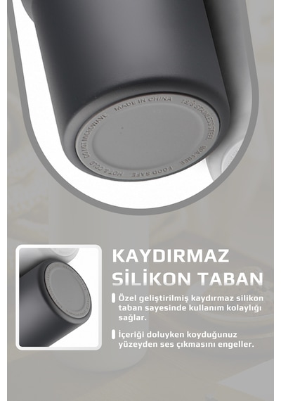 Fika Lumi Patentli Döner Kulplu Sızdırmaz Çelik Termos 1200 Ml - Bej Antrasit