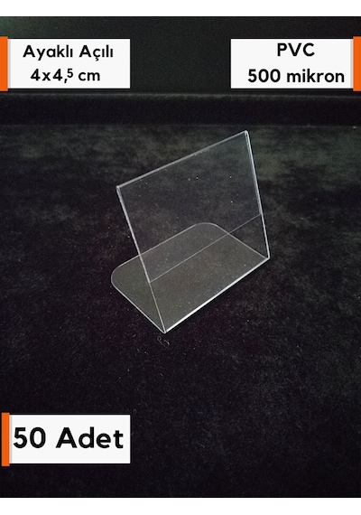 50 Adet Pvc Etiketlik Ayaklı Arkaya Açılı 4x4,5 Cm Mini Etiketlik