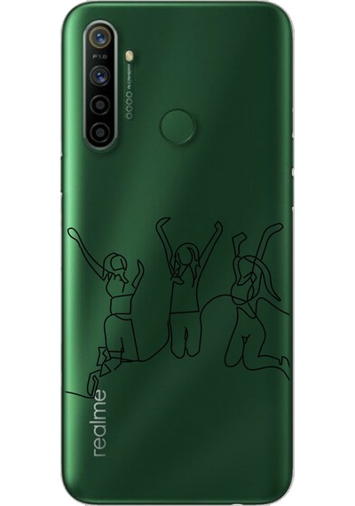 Realme 5i Art Friends Tasarımlı Süper Şeffaf Telefon Kılıfı Çok Renkli