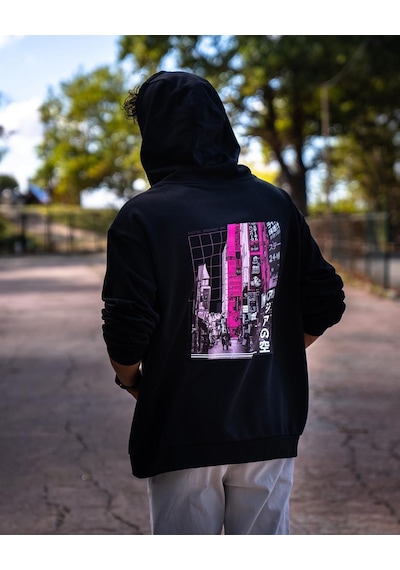 Brz Collection Unisex Oversize Asian Street Sweatshirt Hoodie Siyah