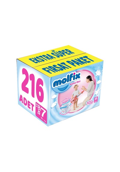 Molfix Külot Bebek Bezi 7 Numara 2Xlarge Ekstra Süper Fırsat Paket 216 Adet 6'lı