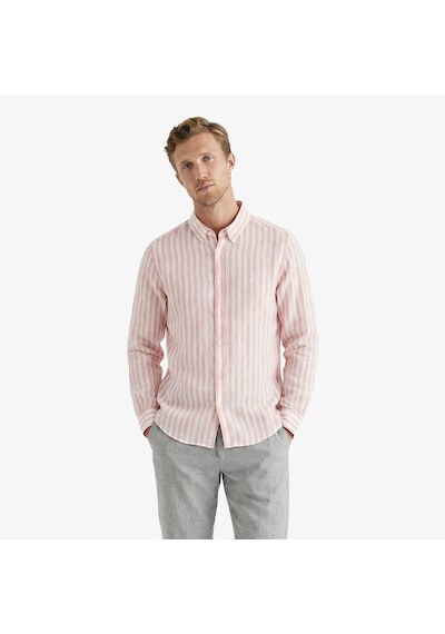 Nautica Erkek Bej Regular Fit Çizgili Keten Gömlekçizgiliw65451t Pembe