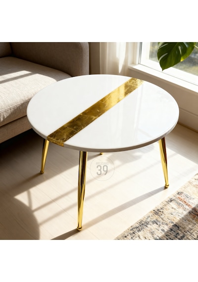 Aurum Blanc 60 Cm Beyaz & Altın Modern Orta Sehpa Gerçek Altın Varaklı Yüksek Parlak Epoksi Tasarım, Modern Lüks Ev Dekoru Beyaz - Altın Aurum Blanc 60 Cm Beyaz & Altın Modern Orta Sehpa Gerçek Altın Varaklı Yüksek Parlak Epoksi Tasarım, Modern Lüks Ev Dekoru Beyaz - Altın