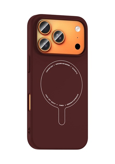 Apple iPhone Uyumlu  Uyumlu 18 Pro Max Kılıf M-safe Şarj Özellikli Kamera Korumalı Zore Elio Sert Pc Kapak Bordo