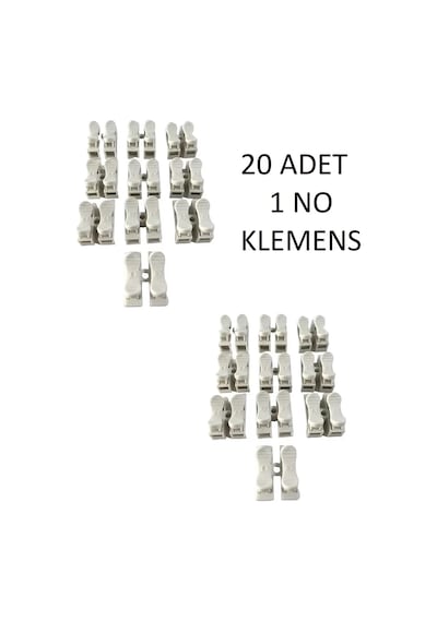 Geçmeli 1 No İkili Klamens 20 Adet Beyaz