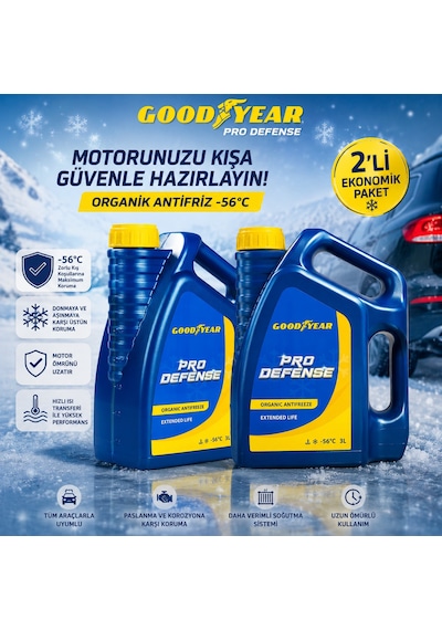 Goodyear Goodyear Pro Defense Kırmızı Organik Antifriz -56 C 3 Lt 2 X 3 Litre