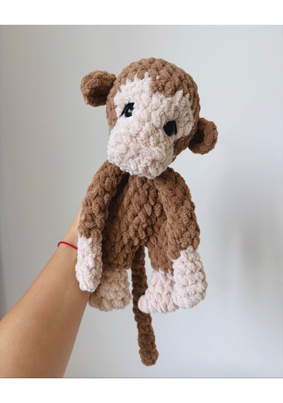 Hugo The Baby Monkey Uyku Arkadaşı Kahverengi - Pembe