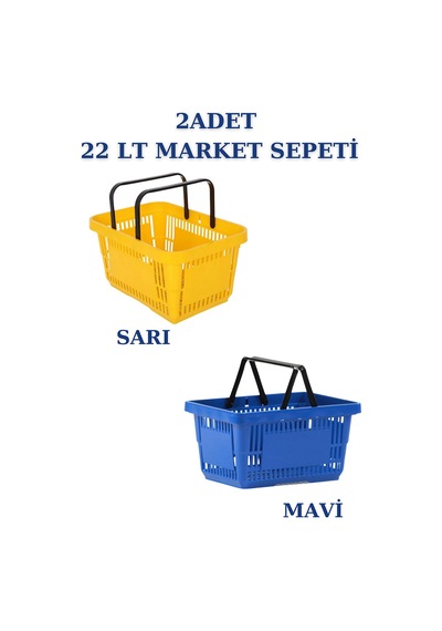 2 adet 22Litre Market ve Alışveriş Sepeti, Saplı Market Sepeti R3