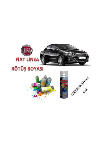 Fiat Linea Metalik Siyah Rötüş Boyası 400Ml Sprey Boya Kodu 632 (520384865)