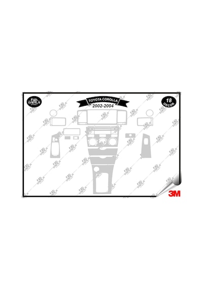 Toyota Corolla 2002-2004 Torpido Konsol Trim Göğüs Maun Kaplama Set 18 Parça Gümüş