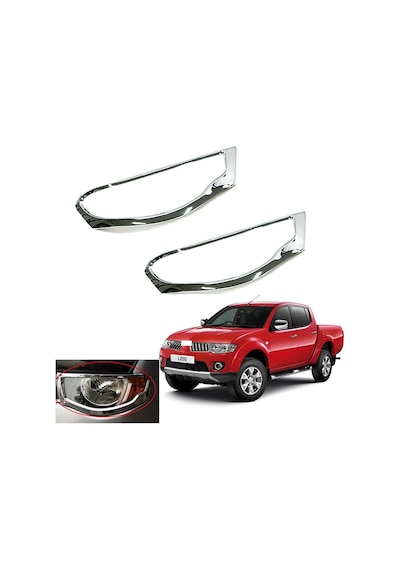 Mitsubishi L200 2006 2014 Ön Far Kaplama Abs Krom