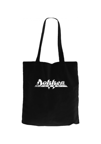 Dokken Logo Siyah Kanvas Bez Çanta Siyah