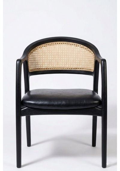 Kensington Rattan İskandinav Ahşap Sandalye Siyah