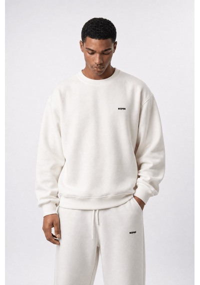Erkek Respire Basic Oversize Sweatshirt Ekru