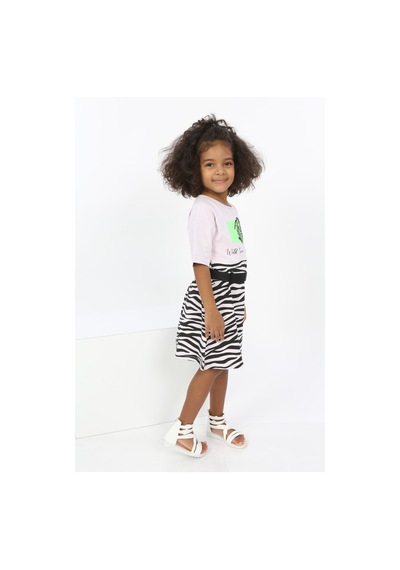 Toontoy Kız Çocuk Zebra Baskılı Elbise Açık Lila