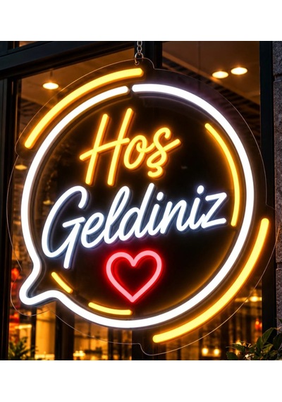 Hoş Geldiniz Neon Led Tabela 60x30 Cm Işıklı Pleksi Karşılama Tabelası Vitrin Dekorasyon