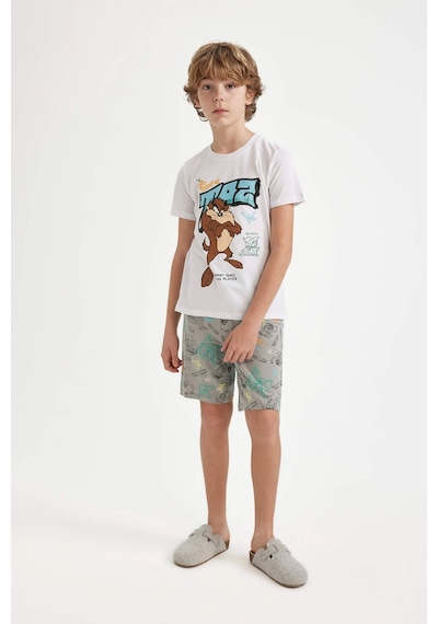 Defacto Erkek Çocuk Looney Tunes Kısa Kollu Pijama Takımı A2374a824smwt34 Beyaz
