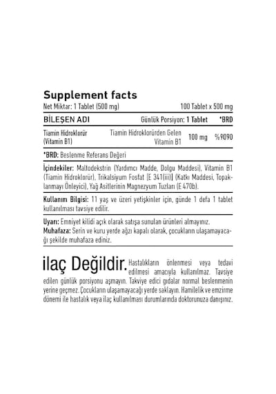 Vitagenom B1 Vitamin 100 Tablet