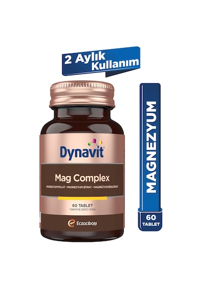 Dynavit Mag Complex 60 Tablet 200mg Magnezyum Kompleks 3lü Form Malat-sitrat-bisglisinat -kas&kemik&enerji