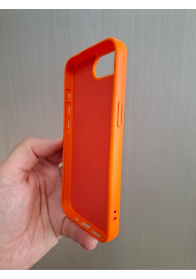 Apple Uyumlu iPhone 16e Logolu İçi Kadife Silikon Lansman Kılıf Turuncu