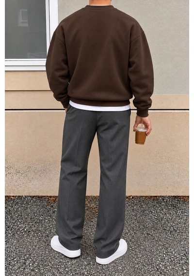 Cool Tarz Erkek 3 İplik Şardonlu Regular Fit Bisiklet Yaka Basic Sweatshirt Kahverengi Kahverengi Cool Tarz Erkek 3 İplik Şardonlu Regular Fit Bisiklet Yaka Basic Sweatshirt Kahverengi Kahverengi