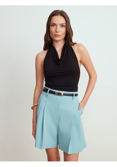 Dilvin 32973 Degaje Yaka Top-siyah