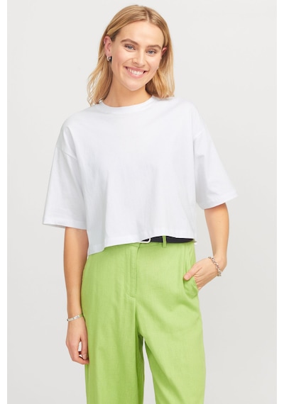 JJXX Andrea Loose Ss Cropped Kadın Beyaz Tişört 12270673-WHT