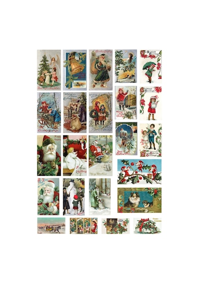24 Adet Yılbaşı Noel Baba Christmas Sticker Seti - Etiket Seti Scrapbook Bullet Journal Çok Renkli
