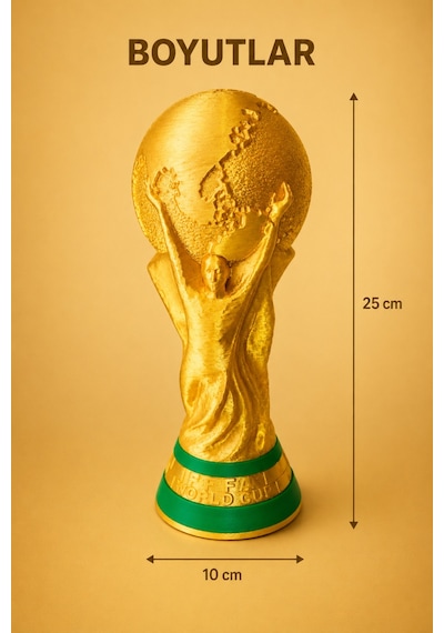 Dünya Kupası Temalı Dekoratif Kupa Biblosu Futbol Severlere Özel Masa Üstü Ve Raf Süsü