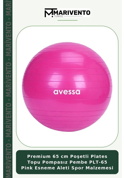 Premium 65 Cm Poşetli Plates Topu Pompasız Pembe Plt-65 Pink Esneme Aleti Spor Malzemesi