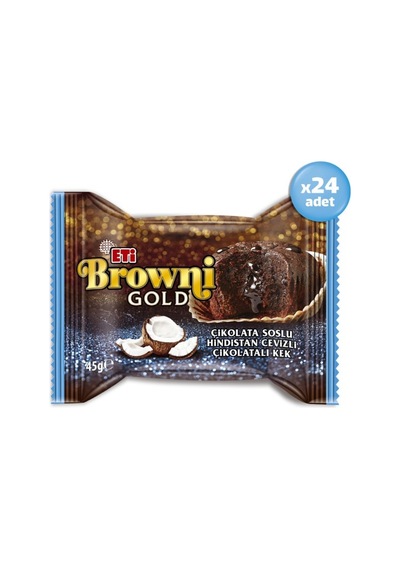 Browni Gold Çikolata Soslu Hindistan Cevizli Çikolatalı Kek 45 G X 24 Adet