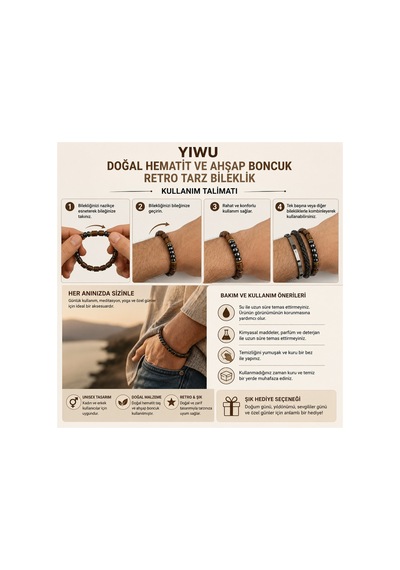 Yıwu Yeni Erkek / Kadın Doğal Hematit Ve Ahşap Boncuk Retro Tarzı Bileklik Unisex El Yapımı Görünümlü Doğal Taş Bileklik Günlük Kullanım, Meditasyon Ve Şık Hediye Metalik & Kahverengi Ahşap Yıwu Yeni Erkek / Kadın Doğal Hematit Ve Ahşap Boncuk Retro Tarzı Bileklik Unisex El Yapımı Görünümlü Doğal Taş Bileklik Günlük Kullanım, Meditasyon Ve Şık Hediye Metalik & Kahverengi Ahşap