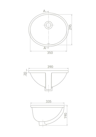 Turkuaz Seramik Cerastyle 35 x 30 Tezgah Altı Hilton Lavabo 070500