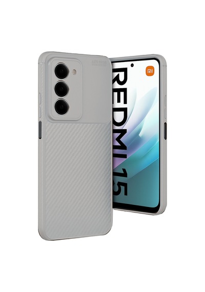 Coverzone Xiaomi Redmi 15 İle Uyumlu Silikon Kılıf Kamera Korumalı Karbon Tpu Brimstone Ultra Slim Fit Delux Gri