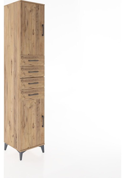 Hyperion Dolap 3 Raflı 4 Çekmeceli 2 Kapaklı 44x44x221 Çam-çam Çam