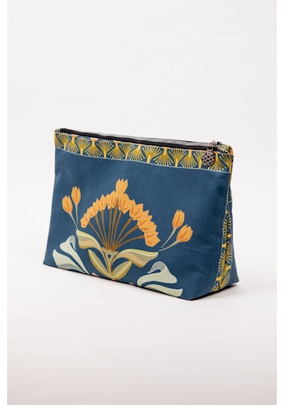 Fabric Craft Bag Portföy Çanta Fermuarlı Clutch Lacivert - Sarı