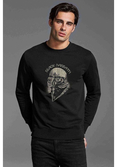 Black Sabbath Arc Reactor Baskılı Siyah Erkek Örme Sweatshirt (528930569)