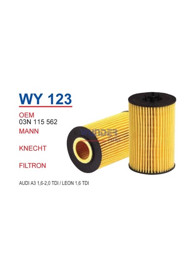 Wunder Wy123 Yag Filtresi - Audi A3 1,6-2,0 Tdi / Leon 1,6 Tdi 540123859