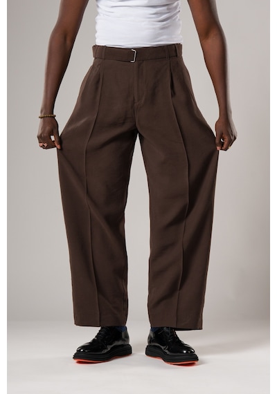 Akçaylar Çift Pileli Yazlık Modal Kumaş Beli Kemerli Geniş Paça Baggy Pantolon Kahverengi Akçaylar Çift Pileli Yazlık Modal Kumaş Beli Kemerli Geniş Paça Baggy Pantolon Kahverengi