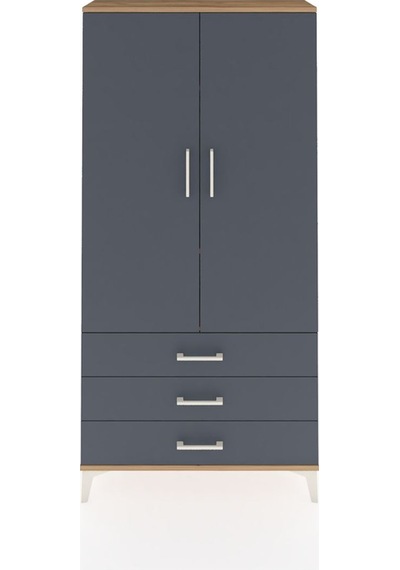 Arges Dolap 3 Raflı 3 Çekmeceli 2 Kapaklı 88x30x182 Çam-antrasit Çam