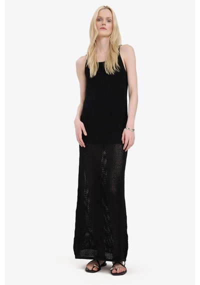 DeFacto Halter Yaka Basic Düz Kolsuz Maxi Elbise E9918AX25SMBK81