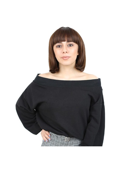 Kısa Küt Perçemli Fiber Sentetik Peruk / Kahve Karamel - Zmff-739718 Renkli