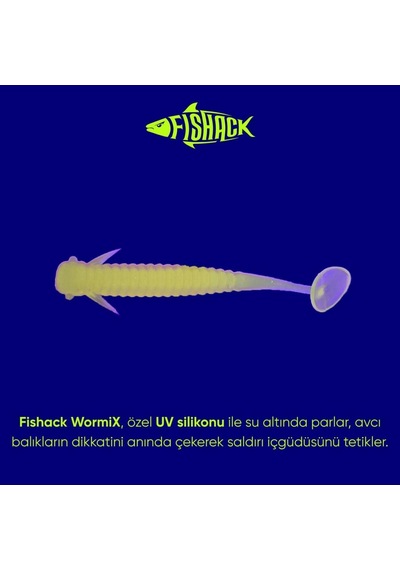 Silikon Kurt Yem - 1g 50mm - Fishack Wormix - 10 Adet - Fluo Green