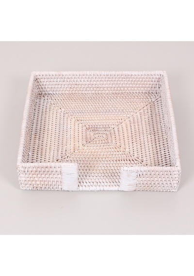 Laura 30x30x8 Cm Akça Renk Rattan Saklama Düzenleme Kutusu Beyaz