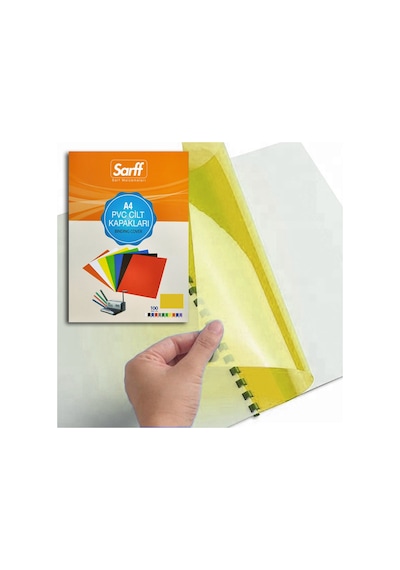 Sarff A4 Şeffaf Sarı Pvc Cilt Kapakları - 100adet