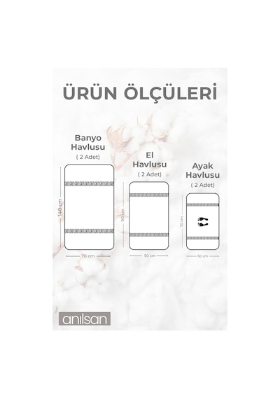 %100 Pamuk 6'lı Greek Havlu Seti - 2 Adet El Havlusu, 2 Adet Banyo Havlusu Ve 2 Adet Ayak Havlusu Beyaz